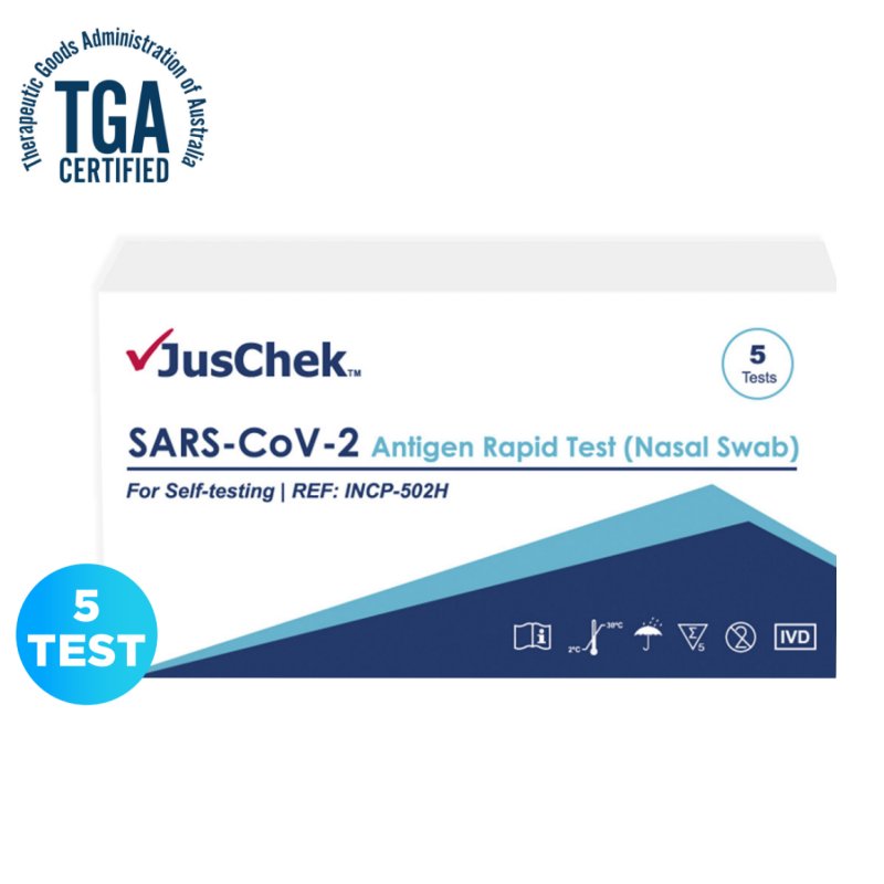RAT05 - JusChek Covid-19 Antigen Rapid Self-Test (Nasal Swab) - TGA Approved