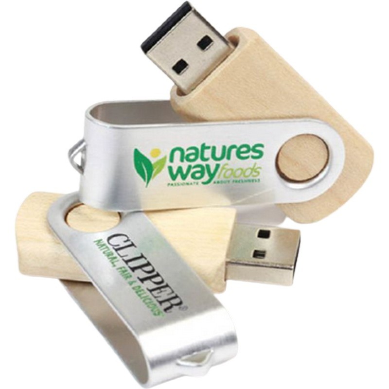 PAT200 - Wooden Swivel USB Flash Drive