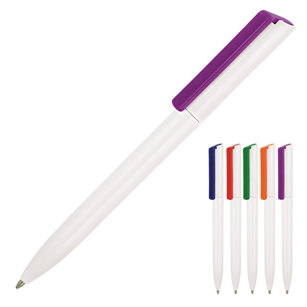 A103 - Plastic Pen Ballpoint White Minimalist - Clearance Sale