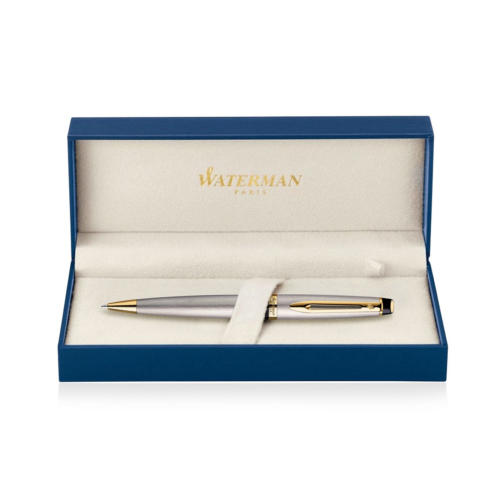 Metal Pen Ballpoint Waterman Expert - Brushed Stainless 23K Gold Plated Trim