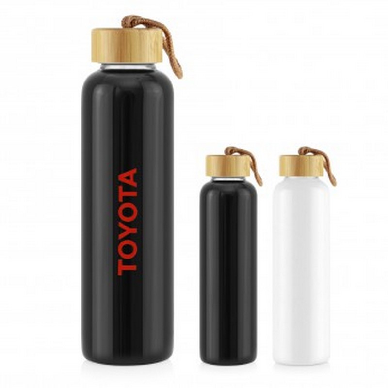 Coloured Bottle Glass 600ML - Bamboo Lid