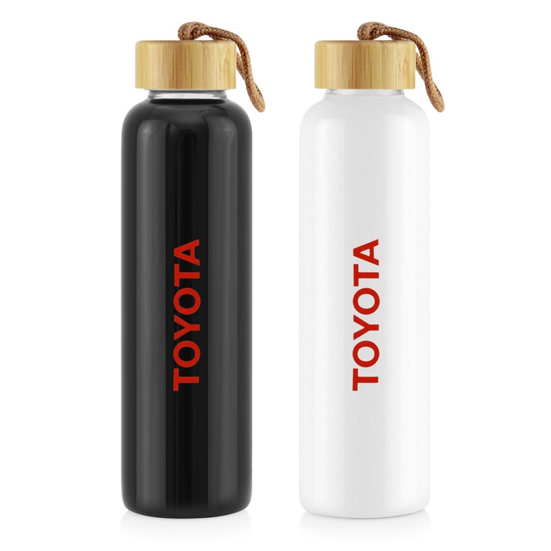 Coloured Bottle Glass 600ML - Bamboo Lid