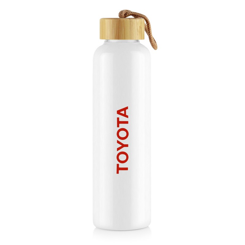 Coloured Bottle Glass 600ML - Bamboo Lid