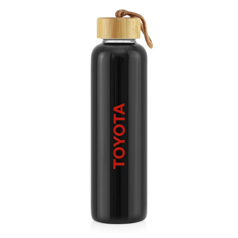 Coloured Bottle Glass 600ML - Bamboo Lid