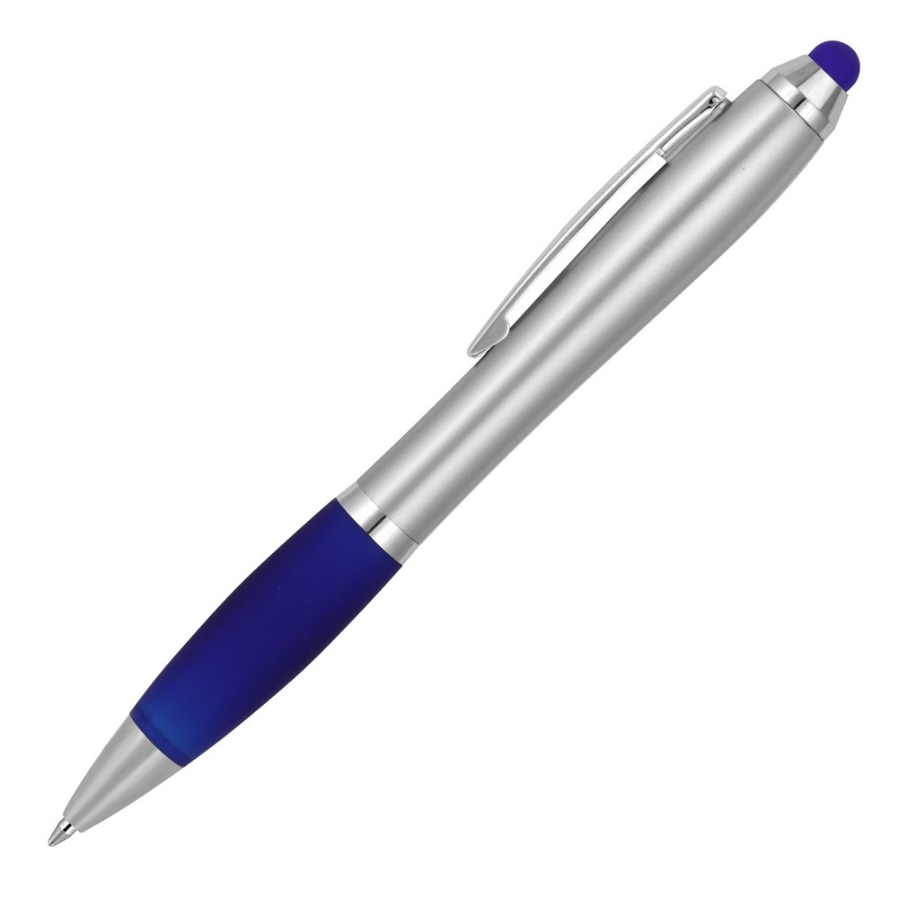 Plastic Pen Ballpoint Stylus Silver Cara