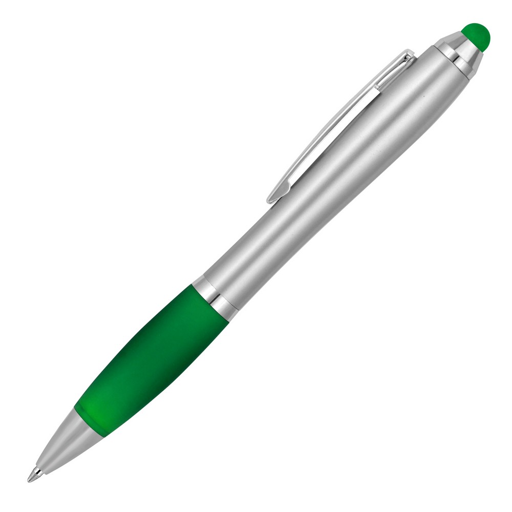 Plastic Pen Ballpoint Stylus Silver Cara
