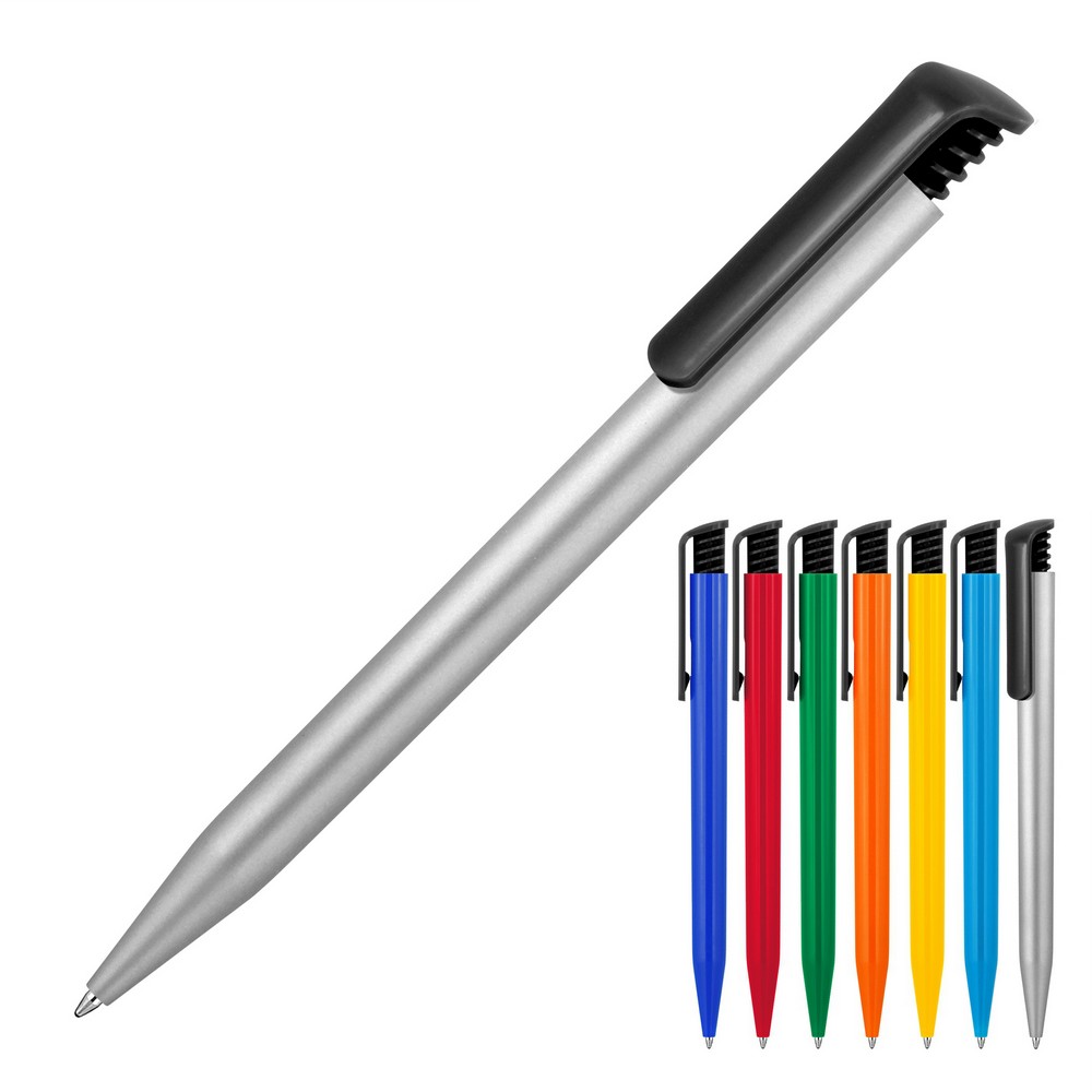 Plastic Pen Ballpoint Gloss Black Clip Tia