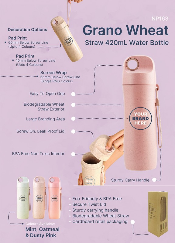 Grano 420ml Wheat Straw Water Bottle