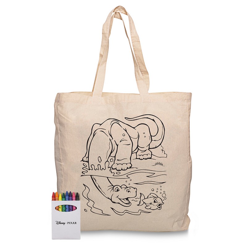 RB1019S - Squiggle Calico bag with gusset + Crayon set