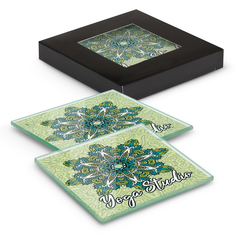 120164 - Venice Glass Coaster Set of 2 Square - Full Colour