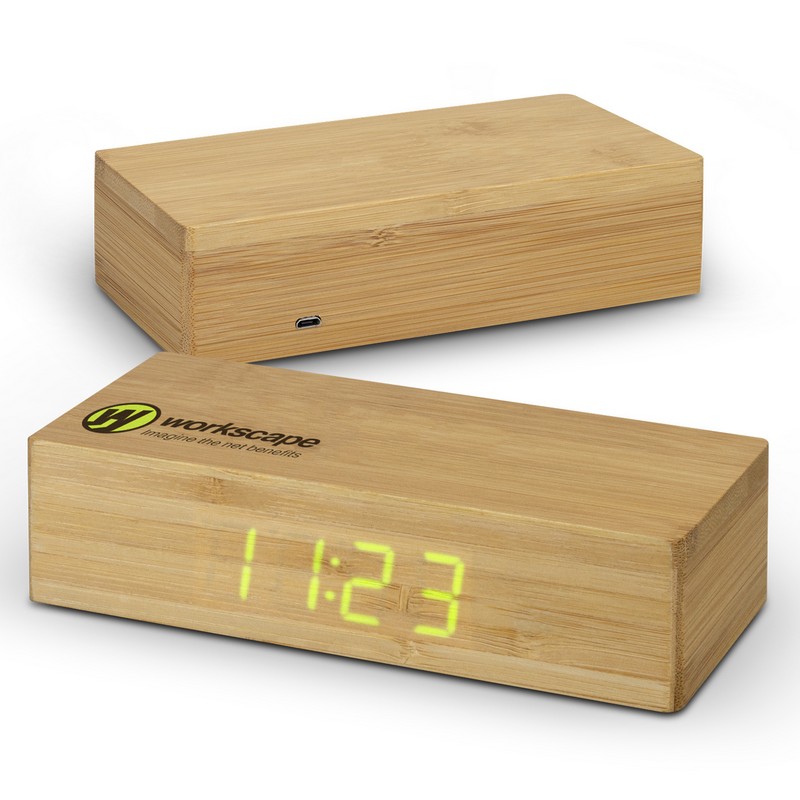 121419 - Bamboo Wireless Charging Clock